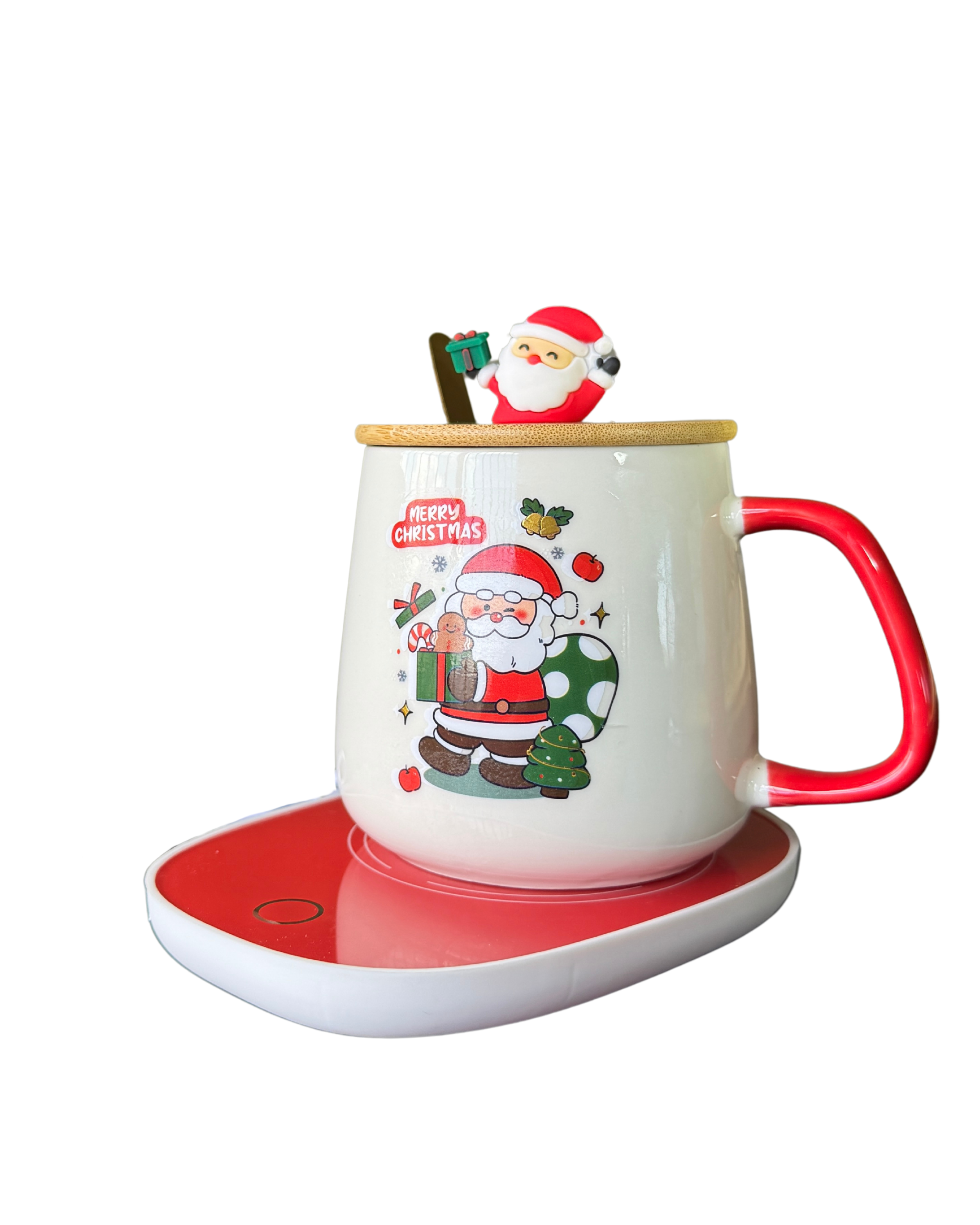 Christmas Mug with lid spoon & Cup Warmer