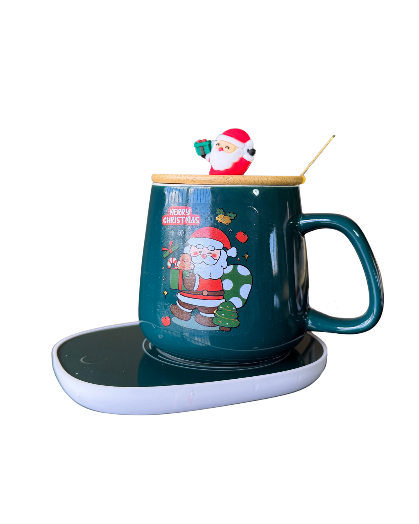 Christmas Mug with lid spoon & Cup Warmer