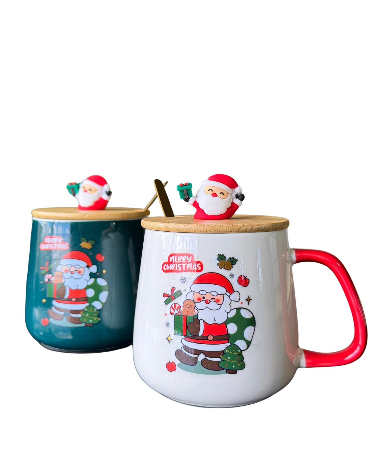 Christmas Mug with lid spoon & Cup Warmer