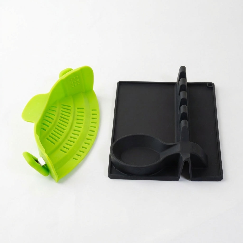 silicone spoon + silicone strainer